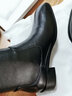 淺町秋冬切爾西靴女瘦瘦靴短筒靴百搭粗跟方頭短靴中跟彈力女靴子 黑色(單里) 37 曬單實(shí)拍圖