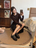 BLUE ERDOS半身裙女裝秋冬通勤簡(jiǎn)約口袋設(shè)計(jì)開(kāi)叉西裝半裙 黑 165/68A/M 曬單實(shí)拍圖