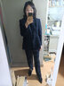 PORTS寶姿女裝秋季新款OL商務(wù)通勤女士西裝ALD9J003QWF11 丈青 L (8) 曬單實(shí)拍圖