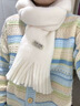 暢印2024七夕純色毛線(xiàn)圍巾女冬季韓版百搭披肩時(shí)尚加厚針織圍脖 白色（純色小標-流蘇圍巾） 曬單實(shí)拍圖