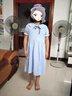 金布?。↗INBUDING）夏季女童短袖連衣裙適合中大童小女孩穿的夏裝新款棉布裙7-12歲 天藍色 150 建議140cm 曬單實(shí)拍圖