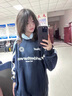 矜持范美式潮牌oversize拼接撞色連帽衛(wèi)衣女秋冬加絨情侶寬松慵懶風(fēng)外套 藍(lán)色拼藏青【薄款】 M 【建議80-100斤】 曬單實(shí)拍圖