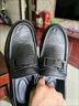 卡帝樂(lè )鱷魚(yú)（CARTELO）高端皮鞋男士高級感真皮厚底商務(wù)休閑軟皮透氣一腳蹬豆豆鞋 3015黑色 41 曬單實(shí)拍圖