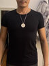 續點(diǎn)短袖t恤男圓領(lǐng)夏修身健身緊身運動(dòng)韓版休閑棉質(zhì)純色打底彈力汗衫 黑色圓領(lǐng) XL 碼128-138斤左右修身版型 曬單實(shí)拍圖
