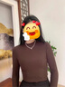 憨小二長(cháng)袖t恤女新款洋氣寬松上衣打底衫韓版修身百搭女裝秋冬季T恤圓領(lǐng) 正肩百搭長(cháng)袖T恤【深咖  L】 曬單實(shí)拍圖
