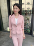 晨芙小西裝外套女七分袖夏季薄款小個(gè)子職業(yè)裝短款西服套裝休閑工作服 (中袖)粉色西裝單件 XL 建議110-120斤 曬單實(shí)拍圖