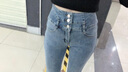 安卡丹加絨高腰牛仔褲女生修身彈力秋冬鉛筆褲顯瘦百搭保暖小腳長(cháng)褲3216 藍灰單褲 27 曬單實(shí)拍圖
