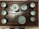 漢唐茶盤(pán)黑紫檀實(shí)木功夫茶托盤(pán)茶臺茶托大號排水儲水式大博古茶具套裝 黑紫檀大博古+汝窯蓋碗10件套 曬單實(shí)拍圖