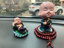 FIVO搖頭汽車創(chuàng)意擺件小和尚彌勒佛可愛卡通公仔平安車車載車上裝飾 平安（不帶佛珠） 曬單實(shí)拍圖