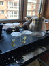 瓷牌茗茶具（cipaiming teaset）瓷牌茗 玻璃茶具套裝家用加厚耐熱透明花茶壺泡茶器功夫茶杯 金蓋《雅趣壺》金色套 5件 曬單實(shí)拍圖