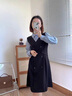 燕潯新款連衣裙女2025秋季時尚女裝韓版拼接假兩件中長款襯衫裙子女 黑色拼藍(lán) M （建議95-105斤） 曬單實(shí)拍圖