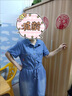 怡曼芙牛仔連衣裙女短袖2025夏季新款修身顯瘦收腰中長(zhǎng)款休閑氣質(zhì)牛仔裙 圖片色 M -建議85-110斤 曬單實(shí)拍圖