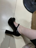 貝蘭思琦 牛漆皮超高跟鞋女防水臺春秋季新款亮皮一字扣厚底粗跟單鞋8631 黑色 36 曬單實拍圖