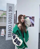 艾珠兒 羊羔毛外套女秋冬百搭加絨加厚寬松學生小個子夾克棒球服外套女 綠色 S 曬單實拍圖