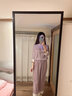 一米畫紗yimihuasha母親節(jié)禮物送媽媽女士睡衣冰絲帶胸墊家居服本命年套裝 酒紅(胸墊款) L碼【推薦100斤-120斤】 曬單實拍圖