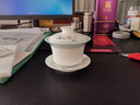 華光國(guó)瓷 陶瓷蓋碗茶杯 功夫茶具套裝家用陶瓷茶杯 泡茶壺蓋碗 青玉案 一杯一碟 曬單實(shí)拍圖