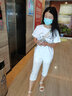 SOVK冰絲休閑褲女七分褲女2025夏季新款百搭薄款寬松高腰哈倫運(yùn)動褲 [有鳥標(biāo)七分褲]//白色9011 M 建議80-98斤 曬單實(shí)拍圖