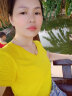 艾路丝婷夏装新款T恤女短袖上衣韩版修身体恤TX3560 黄色V领 S 实拍图