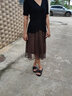 妍莉芬 新款連衣裙女裝時(shí)尚套裝女2025年夏季中長(cháng)款休閑兩件套套裝裙子 黑色衣+咖色裙 S 曬單實(shí)拍圖