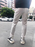 AIGNESA冰絲休閑褲男夏季白色輕奢修身束腳褲子輕薄透氣抗皺彈力九分長(zhǎng)褲 44546-白色 30 曬單實(shí)拍圖