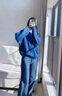 皮爾卡丹（pierre cardin）春秋克萊因藍麻花軟糯毛衣女法式復古慵懶秋冬洋氣高級感針織衫厚 藍色 S 曬單實(shí)拍圖