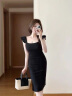 DPLAY夏新款法式优雅黑色赫本风气质修身吊带裙显瘦长裙小黑裙 经典黑 M 实拍图