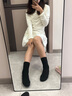耐爾襪子女春秋款麻花女士長襪堆堆襪秋冬中筒襪氣質(zhì)純色冬季女襪 黑色 2雙 曬單實拍圖