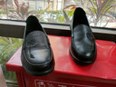 紅蜻蜓女鞋媽媽鞋真皮小皮鞋牛皮秋季一腳蹬軟底中老年老人鞋平底單鞋 黑色 40 曬單實(shí)拍圖