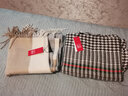 達芬奇密碼50cm粗紡格子大披肩100羊毛圍巾冬季保暖圍脖送女友 節日送禮 米駝米白 曬單實(shí)拍圖