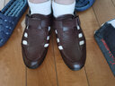 蜻蜓牌夏季男士真皮涼鞋牛皮透氣鏤空洞洞鞋防滑休閑中老年爸爸老人皮鞋 棕色 41 曬單實(shí)拍圖