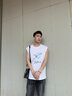GENIOLAMODE背心男純棉夏季休閑無(wú)袖寬松打底透氣吸汗潮流印花馬甲 白色 M 曬單實(shí)拍圖