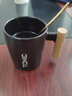 特美刻（TOMIC） 創(chuàng)意陶瓷杯子情侶水杯木手柄咖啡杯馬克杯男女辦公水杯牛奶杯 黑色單只 400ml 曬單實(shí)拍圖