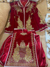 紅妝飾佳 秀禾服新娘2024新款冬季高端絲絨旗袍男女夫妻大碼中式結婚禮服 重工絲絨女款 L 曬單實(shí)拍圖