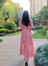拓澀（TUOSE）雪紡連衣裙女夏季新款短袖海邊度假裙沙灘裙小個(gè)子粉色顯瘦長(cháng)裙 粉色 2XL 曬單實(shí)拍圖