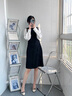 艾珠兒（Aizhuer）早秋顯瘦長(cháng)袖連衣裙女2025年春秋裝新款優(yōu)雅減齡氣質(zhì)小個(gè)子裙子女 黑色 M 曬單實(shí)拍圖
