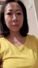艾路絲婷T恤女新款夏季女裝上衣女士短袖V領(lǐng)體恤打底衫 黃色 165/88A/L 曬單實(shí)拍圖