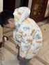 鴨鴨兒童羽絨服中長(zhǎng)款男童寶寶印花加厚保暖潮流冬季小童裝外套YD 米白色 90 曬單實(shí)拍圖
