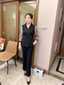 羅蒙（ROMON）媽媽裝秋裝時(shí)尚洋氣套裝紗袖小西裝2025新款長(cháng)袖兩件套中老年女裝 深藏青套裝 XL (100-110斤) 曬單實(shí)拍圖