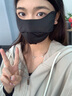 BUBU防曬口罩女高顏值護眼角防紫外線(xiàn)遮陽(yáng)真冰絲夏季薄款透氣全臉面罩 黑色 曬單實(shí)拍圖