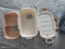 THREE HENG雙層輕便飯盒微波爐加熱食品級(jí)PP便當(dāng)盒上班族分格塑料飯盒分隔 雙層PP飯盒-白色+包 2層 1000ml 曬單實(shí)拍圖