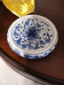 HAOMINGTIAN手繪茶杯墊茶杯托紫砂壺蓋置茶碗蓋托功夫茶道茶具隔熱墊日式家用配件 仿古青花蓋置（直徑8.5cm  高1.8cm) 曬單實(shí)拍圖