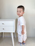 拉比（Labi Baby）兒童春夏季短袖男女童套裝純棉吸濕排汗嬰兒短袖套裝 米白色-圓領(lǐng) 100 曬單實(shí)拍圖