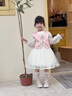 迪士尼女童長(zhǎng)袖紗裙秋款2025新款時(shí)尚女寶寶國(guó)風(fēng)馬甲小女孩公主裙兩件套 粉色 120cm 曬單實(shí)拍圖