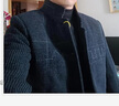 皮爾卡丹（pierre cardin）羊毛呢外套男毛呢夾克中年男士修身立領(lǐng)百搭潮流羊毛絨外套針織 藏青色68211 XL 180碼 曬單實(shí)拍圖
