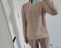 無印良品 MUJI 女式 阿蘭圖案 高領毛衣 長袖針織衫女款冬季W(wǎng)9AA874 燕麥色 XS (150/76A) 曬單實拍圖