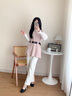 子牧棉麻春裝新款 女韓版POLO領(lǐng)時(shí)尚設計感開(kāi)衩針織背心+長(cháng)袖襯衫0081 米白色 均碼(建議95-140斤) 曬單實(shí)拍圖