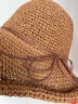 MISMEMO草帽女夏天太陽(yáng)帽大沿可折疊卷邊遮陽(yáng)帽出游沙灘帽簡(jiǎn)約蝴蝶結休閑草編涼帽鏤空鉤針漁夫帽子 淺咖色 曬單實(shí)拍圖
