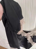 MOXTOC性感睡衣女夏季冰絲薄吊帶短褲套裝拼接蕾絲家居服情趣三件套 黑色（上衣+短褲） M （80-120斤） 曬單實拍圖
