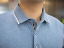 七匹狼（SEPTWOLVES）短袖T恤男夏季男士POLO打底衫純色簡(jiǎn)約商務(wù)休閑翻領(lǐng)短T男裝上衣服 113(淺藍(lán))  XL (175) 曬單實(shí)拍圖