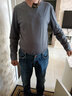 恒源祥長(cháng)袖t恤男士v領(lǐng)純棉內搭上衣春秋季薄款白色打底衫簡(jiǎn)約100%棉秋衣 灰色 M 170 曬單實(shí)拍圖